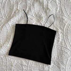 American Eagle Outfitters Black Fitted Crop Camisole